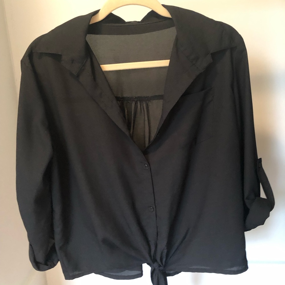 ZARA Semi-Sheer Button Up Blouse